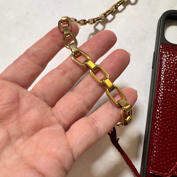 BANDOLIER Lacquer Patent Leather 14 MINI Crossbody Chain Case SET RARE Wine Gold - Picture 7 of 10